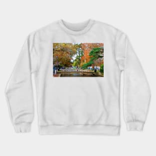 Autumn Trees Bourton on the Water Cotswolds Gloucestershire Crewneck Sweatshirt